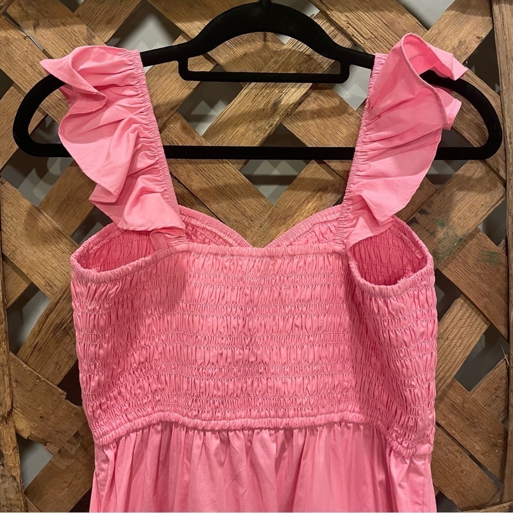 Abercrombie & Fitch Smocked Ruffle Strap Sweetheart Neckline Midi Dress Large T - Picture 7 of 13